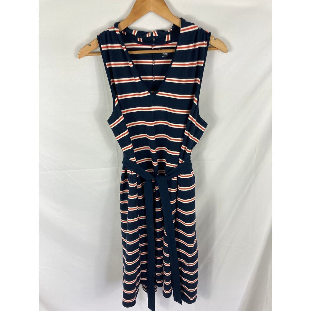 Lands End Striped Sleeveless V Neck Dress Size XL Petite